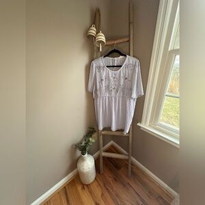 Chic Soul light purple Eyelet Boho Flutter-Sleeve Top